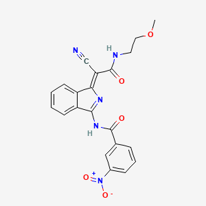 (Z)-N-(1-(1-cyano-2-((2-methoxyethyl)amino)-2-oxoethylidene)-1H-isoindol-3-yl)-3-nitrobenzamide