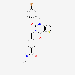 molecular formula C24H28BrN3O3S B2569084 4-{[1-(3-溴苄基)-2,4-二氧代-1,4-二氢噻吩并[3,2-d]嘧啶-3(2H)-基]甲基}-N-丙基环己烷甲酰胺 CAS No. 1030102-44-3