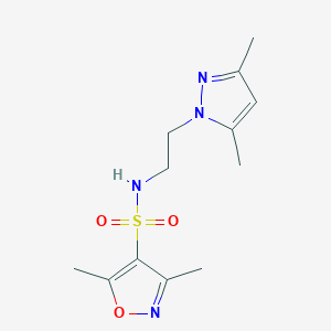 molecular formula C12H18N4O3S B2569085 N-(2-(3,5-dimethyl-1H-pyrazol-1-yl)ethyl)-3,5-dimethylisoxazole-4-sulfonamide CAS No. 1226436-80-1