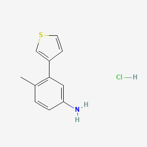 molecular formula C11H12ClNS B2569089 4-Methyl-3-(thiophen-3-yl)aniline hydrochloride CAS No. 2094499-08-6