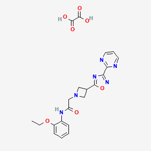 molecular formula C21H22N6O7 B2569101 草酰酸N-(2-乙氧基苯基)-2-(3-(3-(嘧啶-2-基)-1,2,4-恶二唑-5-基)氮杂环丁-1-基)乙酰胺 CAS No. 1351660-68-8