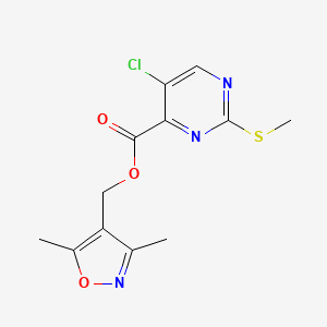 molecular formula C12H12ClN3O3S B2569102 (3,5-Dimethyl-1,2-oxazol-4-yl)methyl 5-chloro-2-(methylsulfanyl)pyrimidine-4-carboxylate CAS No. 1210659-95-2