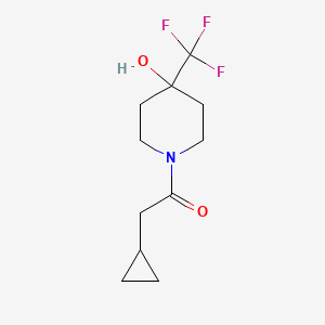 molecular formula C11H16F3NO2 B2569108 2-Cyclopropyl-1-[4-hydroxy-4-(trifluoromethyl)piperidin-1-yl]ethan-1-one CAS No. 1923388-94-6