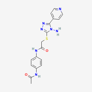 molecular formula C17H17N7O2S B2569112 N-(4-乙酰氨基苯基)-2-[(4-氨基-5-吡啶-4-基-1,2,4-三唑-3-基)硫代]乙酰胺 CAS No. 577985-27-4