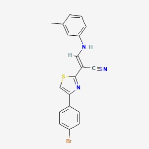 molecular formula C19H14BrN3S B2569113 (2E)-2-[4-(4-溴苯基)-1,3-噻唑-2-基]-3-[(3-甲基苯基)氨基]丙-2-烯腈 CAS No. 450352-85-9