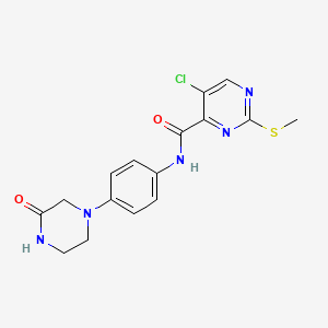 molecular formula C16H16ClN5O2S B2569134 5-chloro-2-(methylsulfanyl)-N-[4-(3-oxopiperazin-1-yl)phenyl]pyrimidine-4-carboxamide CAS No. 1147826-56-9