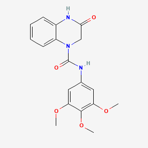 molecular formula C18H19N3O5 B2569137 3-oxo-N-(3,4,5-trimethoxyphenyl)-3,4-dihydroquinoxaline-1(2H)-carboxamide CAS No. 1207054-30-5