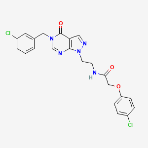 molecular formula C22H19Cl2N5O3 B2569140 N-(2-(5-(3-chlorobenzyl)-4-oxo-4,5-dihydro-1H-pyrazolo[3,4-d]pyrimidin-1-yl)ethyl)-2-(4-chlorophenoxy)acetamide CAS No. 922008-95-5