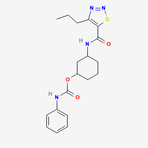 molecular formula C19H24N4O3S B2569145 3-(4-Propyl-1,2,3-thiadiazole-5-carboxamido)cyclohexyl phenylcarbamate CAS No. 1351647-34-1