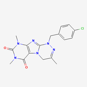 molecular formula C17H17ClN6O2 B2569146 1-(4-氯苄基)-3,7,9-三甲基-7,9-二氢-[1,2,4]三嗪并[3,4-f]嘌呤-6,8(1H,4H)-二酮 CAS No. 898412-71-0