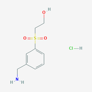 molecular formula C9H14ClNO3S B2569153 2-[3-(Aminomethyl)benzenesulfonyl]ethan-1-ol hydrochloride CAS No. 2137782-21-7