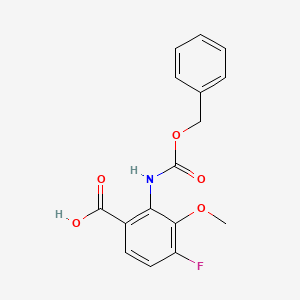 molecular formula C16H14FNO5 B2569163 4-Fluoro-3-methoxy-2-(phenylmethoxycarbonylamino)benzoic acid CAS No. 2287297-82-7