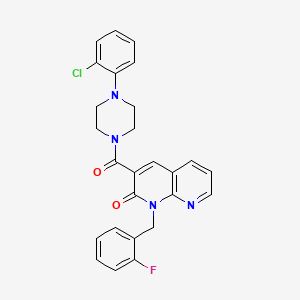 3-(4-(2-chlorophenyl)piperazine-1-carbonyl)-1-(2-fluorobenzyl)-1,8-naphthyridin-2(1H)-one