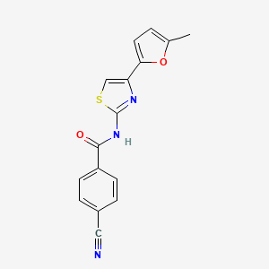 molecular formula C16H11N3O2S B2569177 4-氰基-N-[4-(5-甲基呋喃-2-基)-1,3-噻唑-2-基]苯甲酰胺 CAS No. 476642-60-1