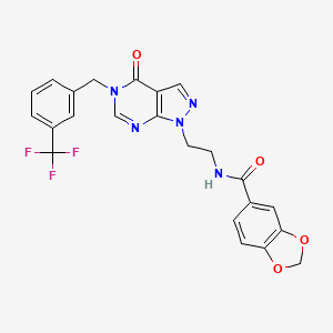 N-(2-(4-oxo-5-(3-(trifluoromethyl)benzyl)-4,5-dihydro-1H-pyrazolo[3,4-d]pyrimidin-1-yl)ethyl)benzo[d][1,3]dioxole-5-carboxamide