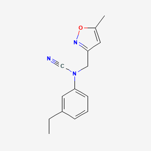 molecular formula C14H15N3O B2569181 N-cyano-3-ethyl-N-[(5-methyl-1,2-oxazol-3-yl)methyl]aniline CAS No. 1444406-38-5