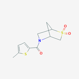 molecular formula C11H13NO3S2 B2569182 (2,2-Dioxido-2-thia-5-azabicyclo[2.2.1]heptan-5-yl)(5-methylthiophen-2-yl)methanone CAS No. 2097929-04-7