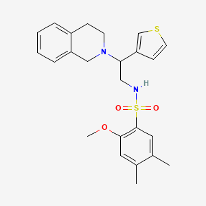 molecular formula C24H28N2O3S2 B2569183 N-(2-(3,4-dihydroisoquinolin-2(1H)-yl)-2-(thiophen-3-yl)ethyl)-2-methoxy-4,5-dimethylbenzenesulfonamide CAS No. 955259-40-2