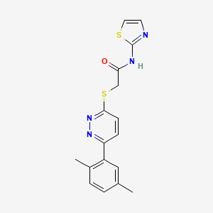 molecular formula C17H16N4OS2 B2569189 2-((6-(2,5-dimethylphenyl)pyridazin-3-yl)thio)-N-(thiazol-2-yl)acetamide CAS No. 922906-68-1