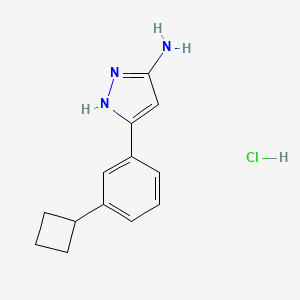 molecular formula C13H16ClN3 B2569192 5-(3-环丁基苯基)-1H-吡唑-3-胺；盐酸盐 CAS No. 2418641-87-7