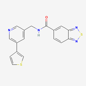 molecular formula C17H12N4OS2 B2569194 N-((5-(thiophen-3-yl)pyridin-3-yl)methyl)benzo[c][1,2,5]thiadiazole-5-carboxamide CAS No. 1798638-25-1
