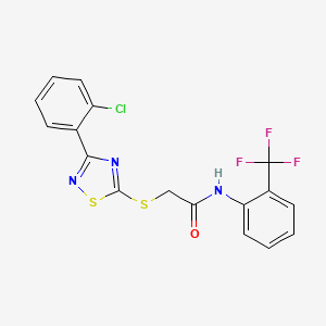 molecular formula C17H11ClF3N3OS2 B2569197 2-((3-(2-chlorophenyl)-1,2,4-thiadiazol-5-yl)thio)-N-(2-(trifluoromethyl)phenyl)acetamide CAS No. 864919-34-6