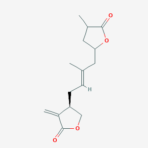 NCGC00385163-01_C15H20O4_2(3H)-Furanone, dihydro-3-methylene-4-[(2E)-3-methyl-4-(tetrahydro-4-methyl-5-oxo-2-furanyl)-2-buten-1-yl]-, (4R)-
