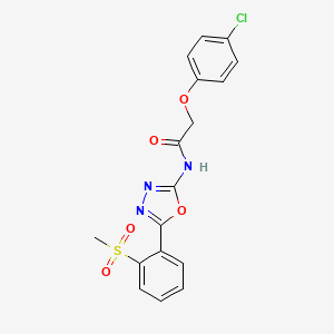2-(4-chlorophenoxy)-N-[5-(2-methylsulfonylphenyl)-1,3,4-oxadiazol-2-yl]acetamide