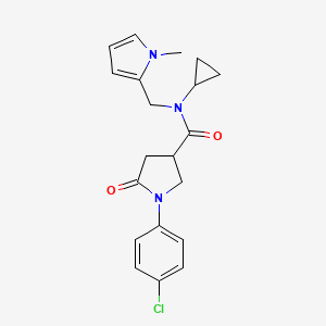 molecular formula C20H22ClN3O2 B2569208 1-(4-chlorophenyl)-N-cyclopropyl-N-((1-methyl-1H-pyrrol-2-yl)methyl)-5-oxopyrrolidine-3-carboxamide CAS No. 1286705-05-2
