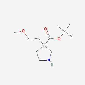 molecular formula C12H23NO3 B2569211 Tert-butyl 3-(2-methoxyethyl)pyrrolidine-3-carboxylate CAS No. 2287314-45-6
