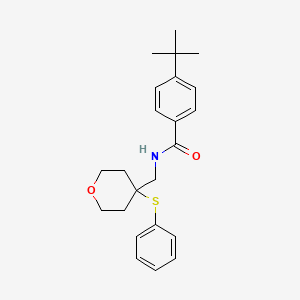 4-(tert-butyl)-N-((4-(phenylthio)tetrahydro-2H-pyran-4-yl)methyl)benzamide