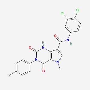 molecular formula C21H16Cl2N4O3 B2569231 N-(3,4-dichlorophenyl)-5-methyl-2,4-dioxo-3-(p-tolyl)-2,3,4,5-tetrahydro-1H-pyrrolo[3,2-d]pyrimidine-7-carboxamide CAS No. 921535-39-9