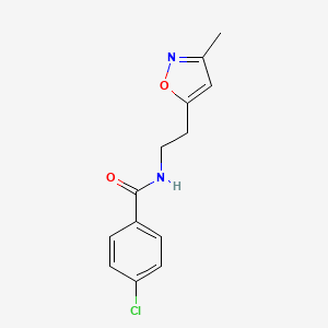 molecular formula C13H13ClN2O2 B2569240 4-chloro-N-(2-(3-methylisoxazol-5-yl)ethyl)benzamide CAS No. 1396860-65-3