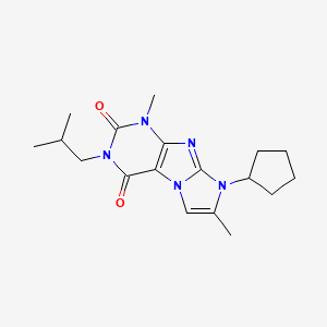 molecular formula C18H25N5O2 B2569246 6-环戊基-4,7-二甲基-2-(2-甲基丙基)嘌呤[7,8-a]咪唑-1,3-二酮 CAS No. 923559-21-1