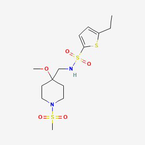 molecular formula C14H24N2O5S3 B2569247 5-ethyl-N-[(1-methanesulfonyl-4-methoxypiperidin-4-yl)methyl]thiophene-2-sulfonamide CAS No. 2415634-36-3