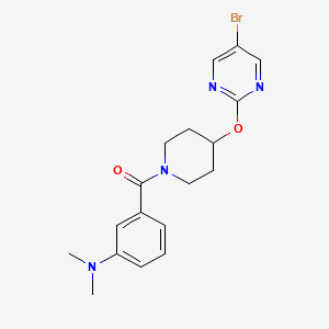 molecular formula C18H21BrN4O2 B2569250 [4-(5-Bromopyrimidin-2-yl)oxypiperidin-1-yl]-[3-(dimethylamino)phenyl]methanone CAS No. 2380171-21-9