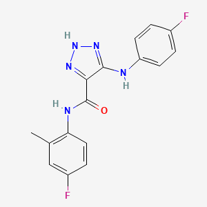 molecular formula C16H13F2N5O B2569266 5-(4-fluoroanilino)-N-(4-fluoro-2-methylphenyl)triazolidine-4-carboxamide CAS No. 1207055-68-2