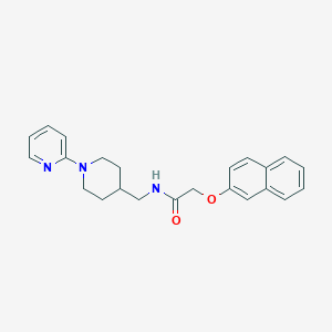 molecular formula C23H25N3O2 B2569268 2-(naphthalen-2-yloxy)-N-((1-(pyridin-2-yl)piperidin-4-yl)methyl)acetamide CAS No. 1235296-83-9