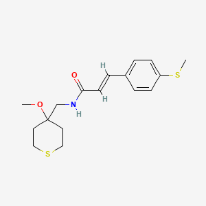 molecular formula C17H23NO2S2 B2569273 (E)-N-((4-methoxytetrahydro-2H-thiopyran-4-yl)methyl)-3-(4-(methylthio)phenyl)acrylamide CAS No. 2035003-51-9