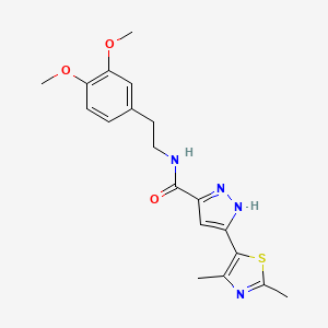 molecular formula C19H22N4O3S B2569278 N-(3,4-dimethoxyphenethyl)-3-(2,4-dimethylthiazol-5-yl)-1H-pyrazole-5-carboxamide CAS No. 1239130-25-6