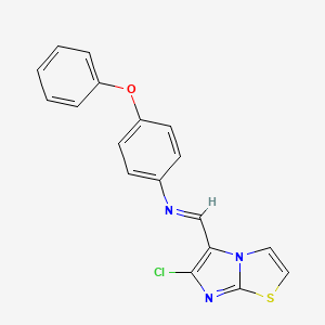 molecular formula C18H12ClN3OS B2569286 N-[(6-chloroimidazo[2,1-b][1,3]thiazol-5-yl)methylene]-4-phenoxyaniline CAS No. 241132-41-2