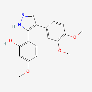 molecular formula C18H18N2O4 B2569308 2-(4-(3,4-dimethoxyphenyl)-1H-pyrazol-3-yl)-5-methoxyphenol CAS No. 879455-38-6