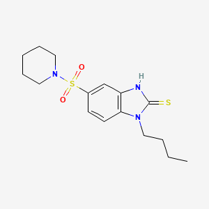 molecular formula C16H23N3O2S2 B2569319 1-丁基-5-（哌啶-1-磺酰基）-1H-1,3-苯并二唑-2-硫醇 CAS No. 725710-54-3