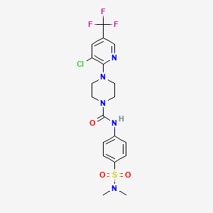 molecular formula C19H21ClF3N5O3S B2569325 4-[3-chloro-5-(trifluoromethyl)pyridin-2-yl]-N-[4-(dimethylsulfamoyl)phenyl]piperazine-1-carboxamide CAS No. 692733-09-8