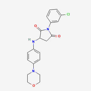 molecular formula C20H20ClN3O3 B2569336 1-(3-Chlorophenyl)-3-((4-morpholinophenyl)amino)pyrrolidine-2,5-dione CAS No. 473445-43-1