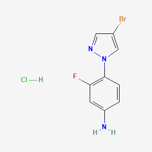 molecular formula C9H8BrClFN3 B2569361 4-(4-Bromo-1H-pyrazol-1-yl)-3-fluoroaniline hydrochloride CAS No. 1432034-89-3