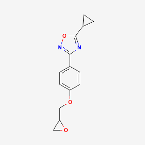 molecular formula C14H14N2O3 B2569363 5-Cyclopropyl-3-[4-(oxiran-2-ylmethoxy)phenyl]-1,2,4-oxadiazole CAS No. 2411280-07-2