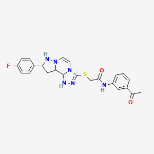 molecular formula C23H17FN6O2S B2569364 N-(3-乙酰基苯基)-2-{[11-(4-氟苯基)-3,4,6,9,10-五氮杂三环[7.3.0.0^{2,6}]十二-1(12),2,4,7,10-五烯-5-基]硫代}乙酰胺 CAS No. 1207032-18-5