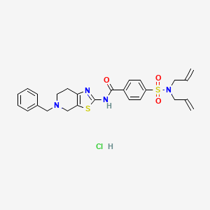 molecular formula C26H29ClN4O3S2 B2569385 N-(5-benzyl-4,5,6,7-tetrahydrothiazolo[5,4-c]pyridin-2-yl)-4-(N,N-diallylsulfamoyl)benzamide hydrochloride CAS No. 1189723-88-3