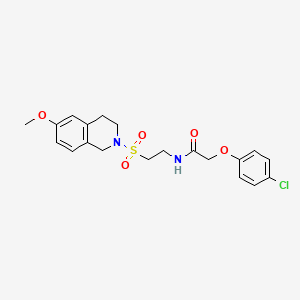 molecular formula C20H23ClN2O5S B2569386 2-(4-氯苯氧基)-N-(2-((6-甲氧基-3,4-二氢异喹啉-2(1H)-基)磺酰基)乙基)乙酰胺 CAS No. 921925-98-6